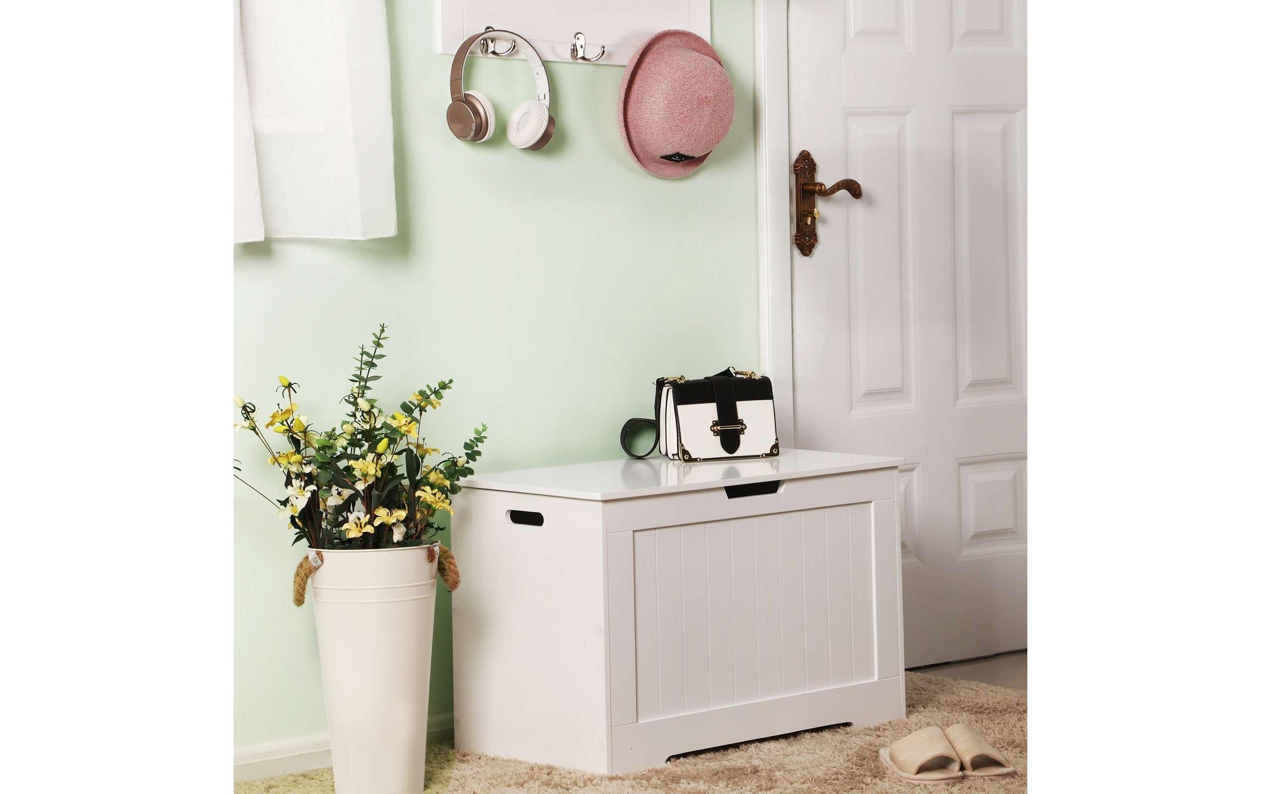 VASAGLE Truhe aus Holz 76 x 48 cm, Weiss