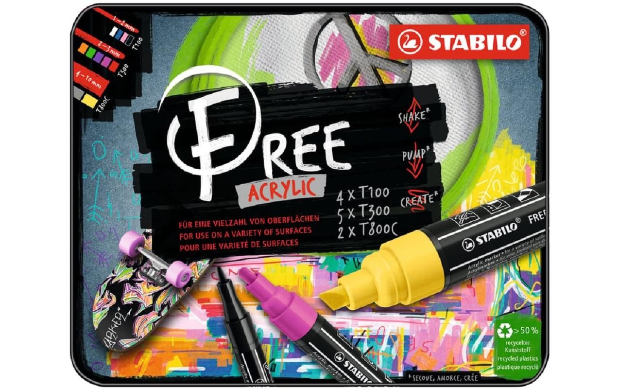 STABILO Acrylmarker Free Acrylic Starter Kit 11-Etui