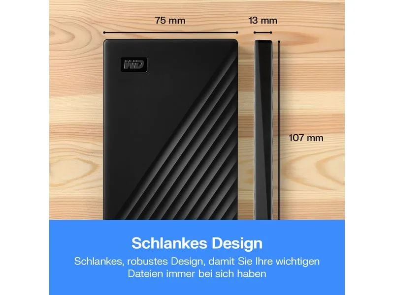 Western Digital Externe Festplatte My Passport 1 TB, Schwarz Western Digital Externe Festplatte My Passport 1 TB, Schwarz