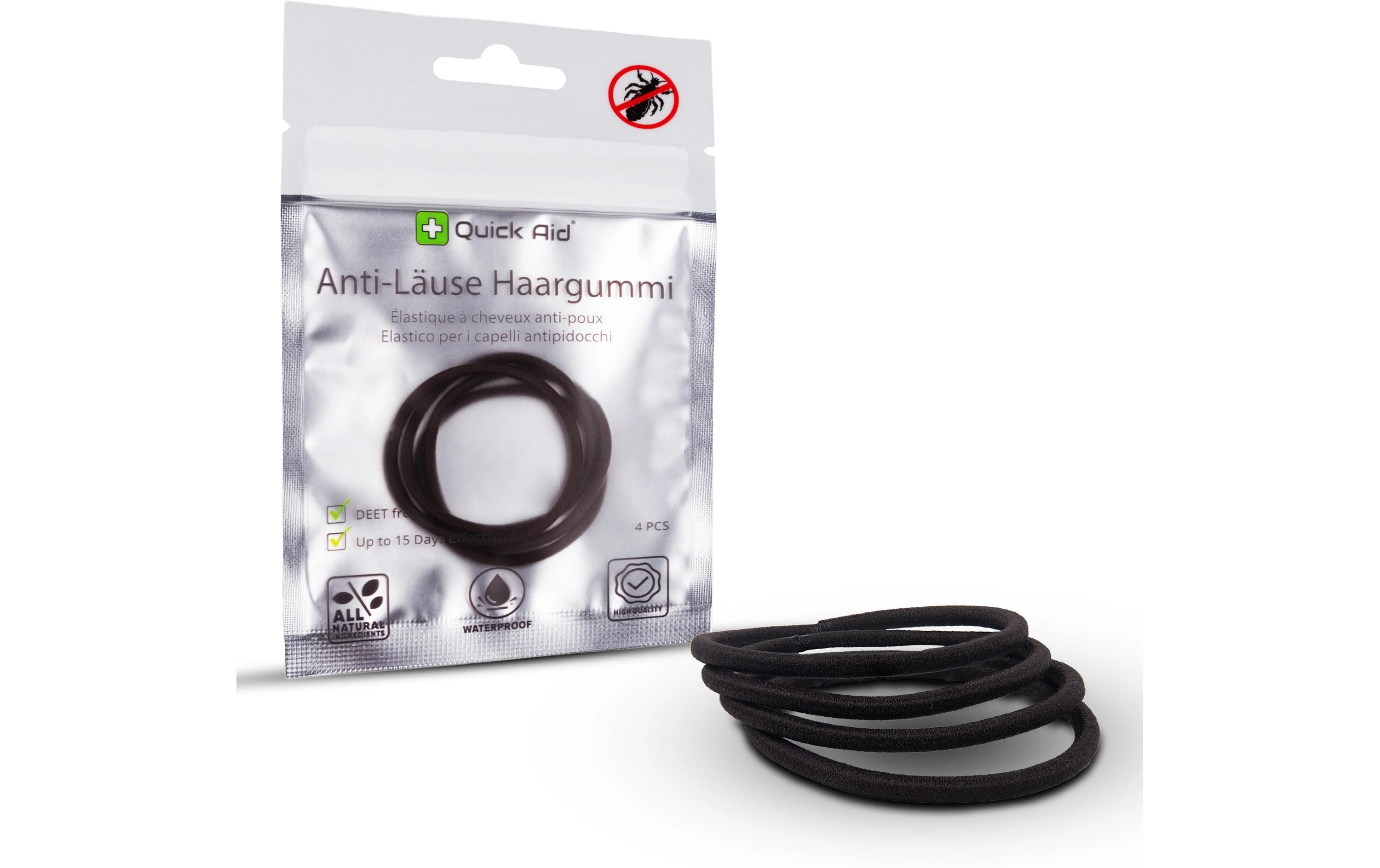 Quick Aid Insektenabwehr Anti-Läuse Haargummi schwarz 4 Stück