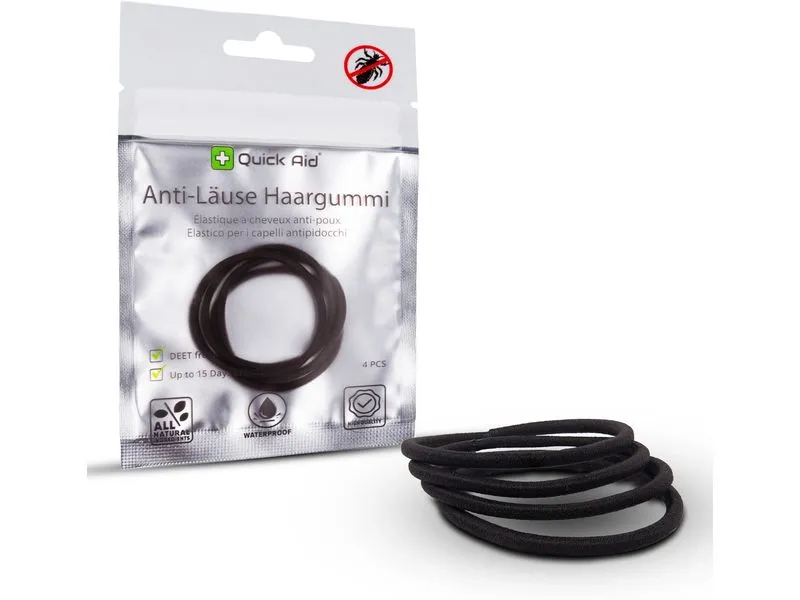 Quick Aid Insektenabwehr Anti-Läuse Haargummi schwarz 4 Stück Quick Aid Insektenabwehr Anti-Läuse Haargummi schwarz 4 Stück