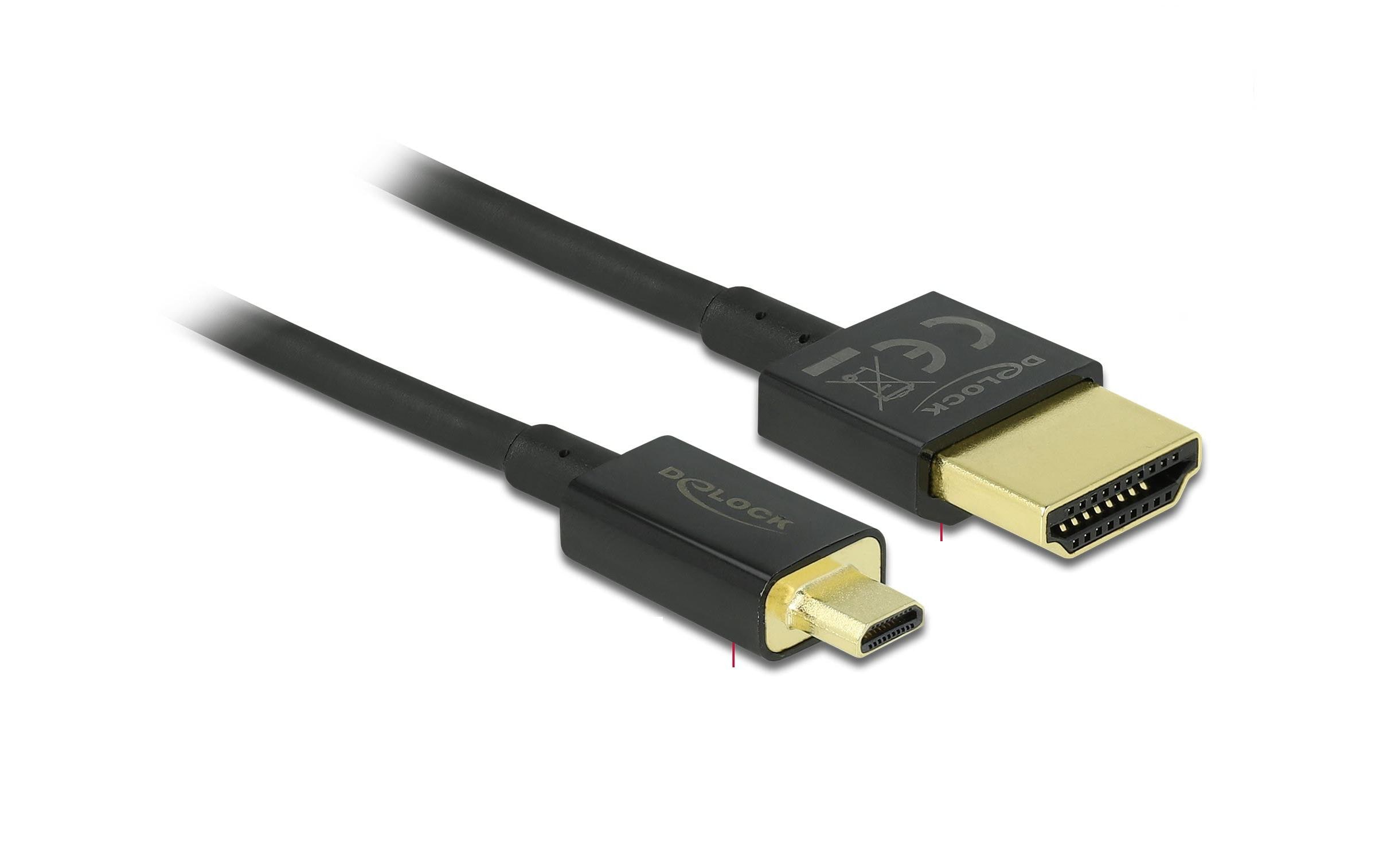 Delock Kabel 4K 60Hz HDMI - Micro-HDMI (HDMI-D), 0.25 m, Schwarz