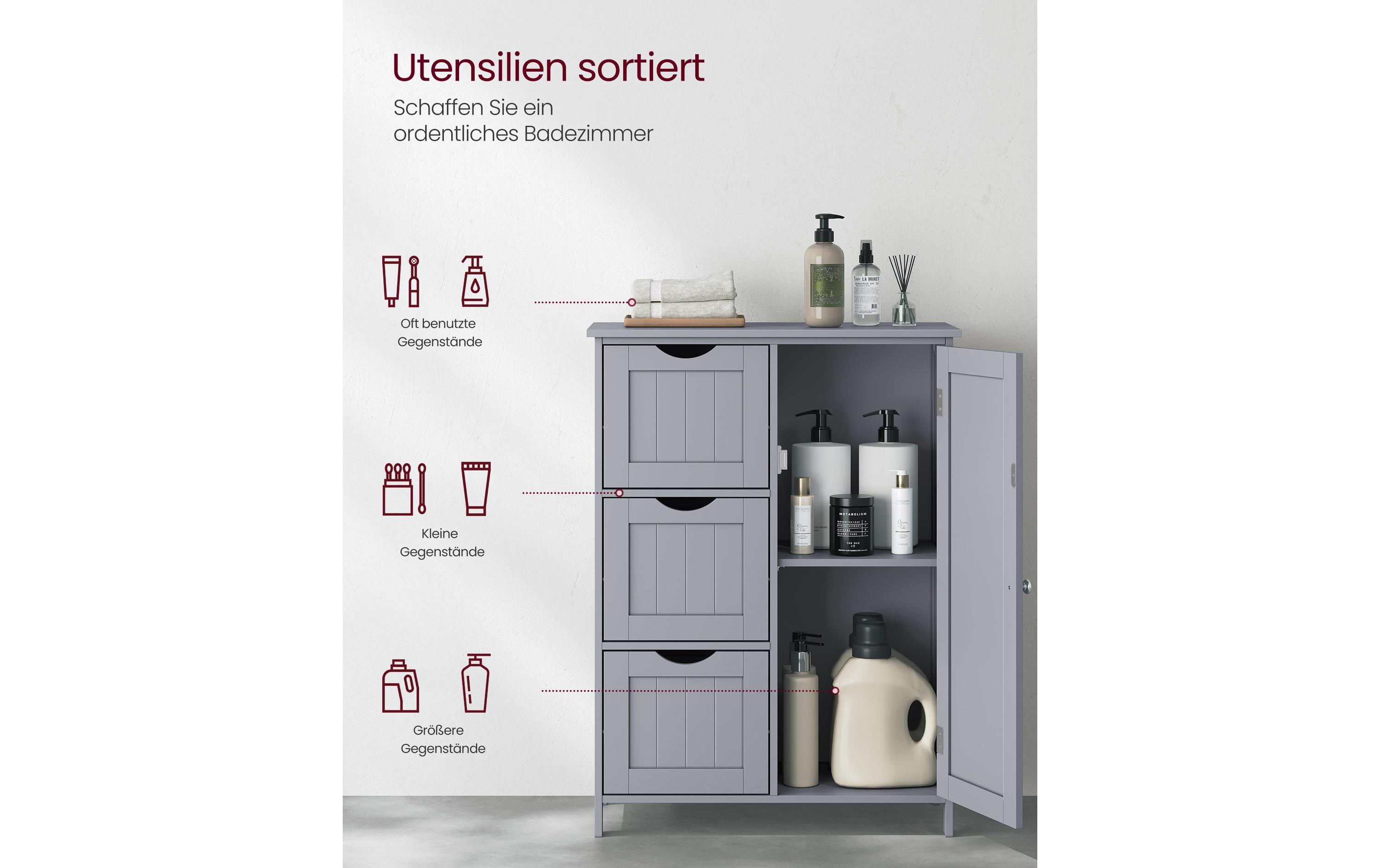 VASAGLE Kommode in Landhausstil 60 x 80 cm, Grau