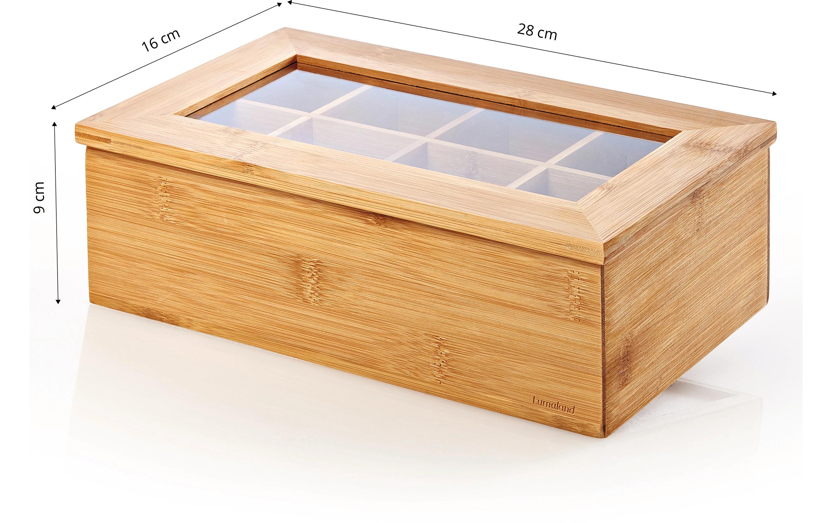 Lumaland Teebeutel-Box 28 x 16 x 9 cm Bambus, China, 8 Fächer Lumaland Teebeutel-Box 28 x 16 x 9 cm Bambus, China, 8 Fächer