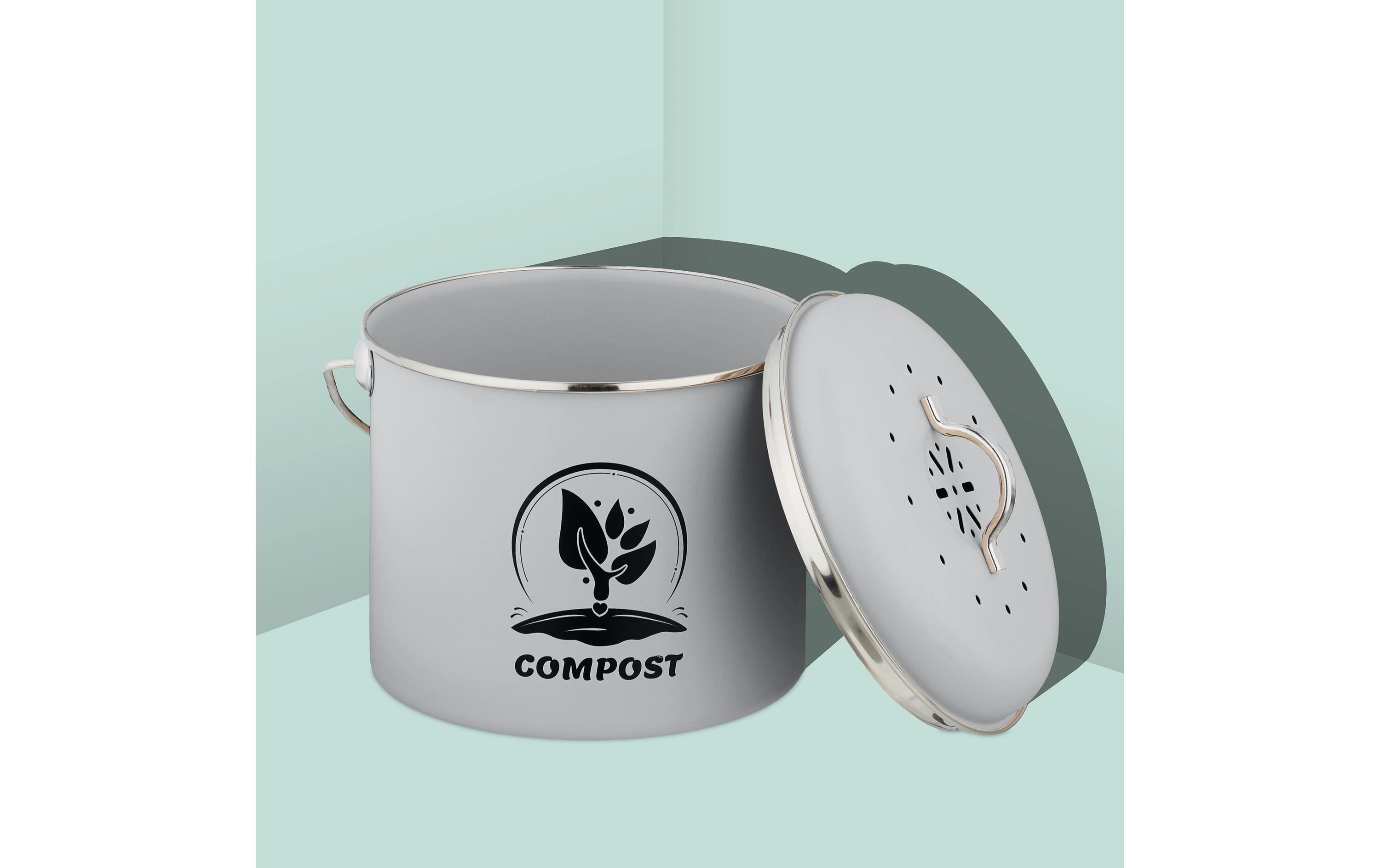 relaxdays Komposteimer 3.5 l, Grau/Silber