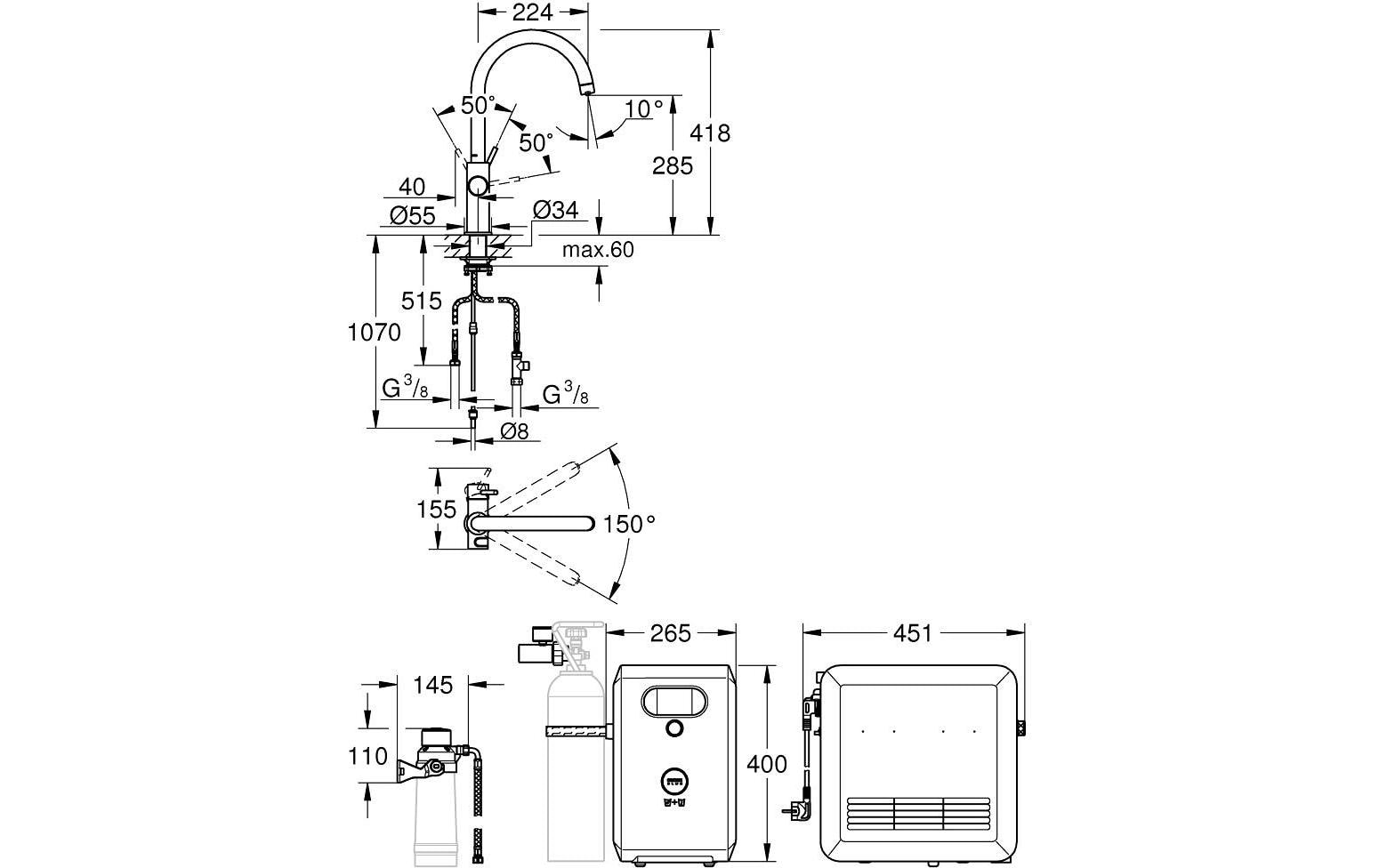 GROHE Küchenarmatur Blue Professional C-Auslauf Samt Schwarz