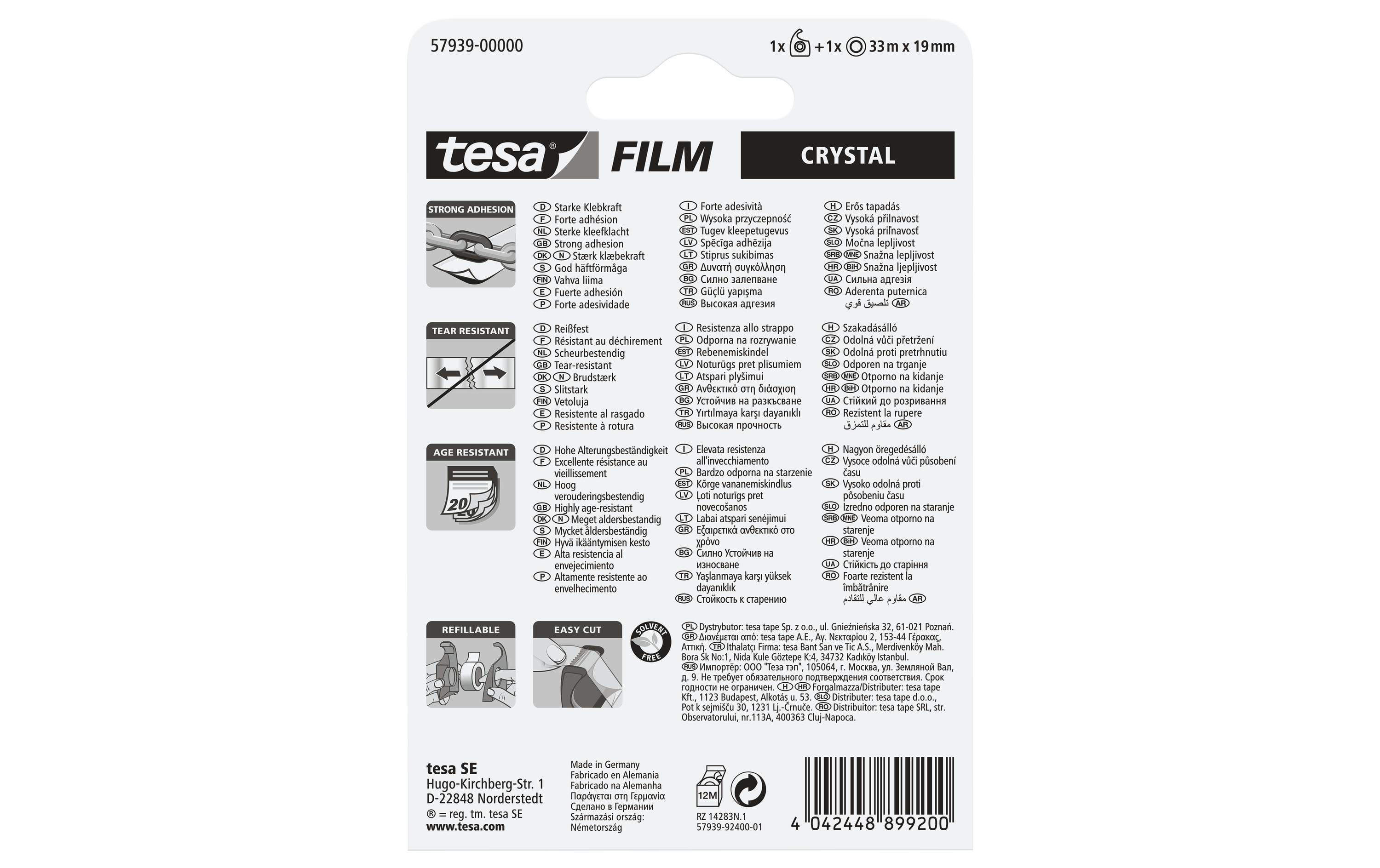 tesa Handabroller crystal 19 mm x 33 m, Transparent tesa Handabroller crystal 19 mm x 33 m, Transparent
