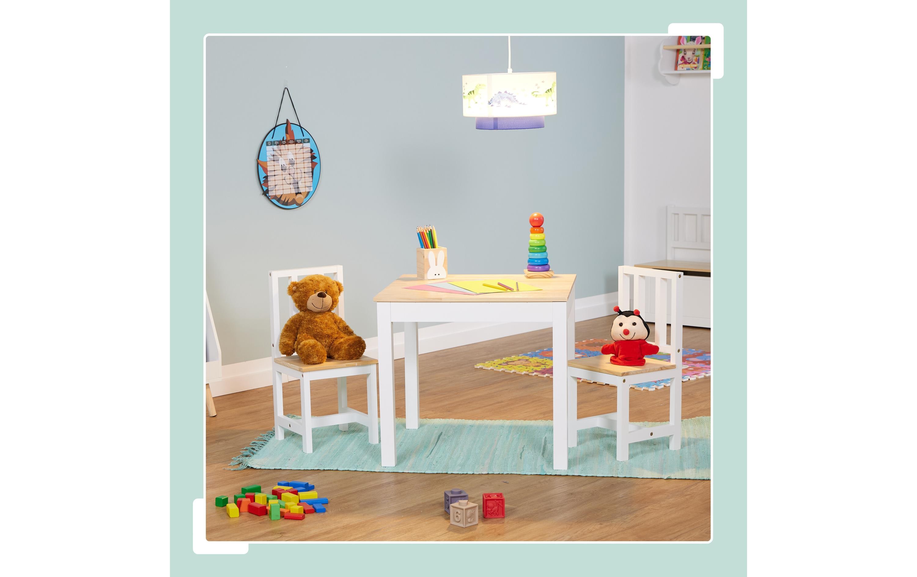 relaxdays Kindersitzgruppe 3-teilig Hellbraun; Weiss