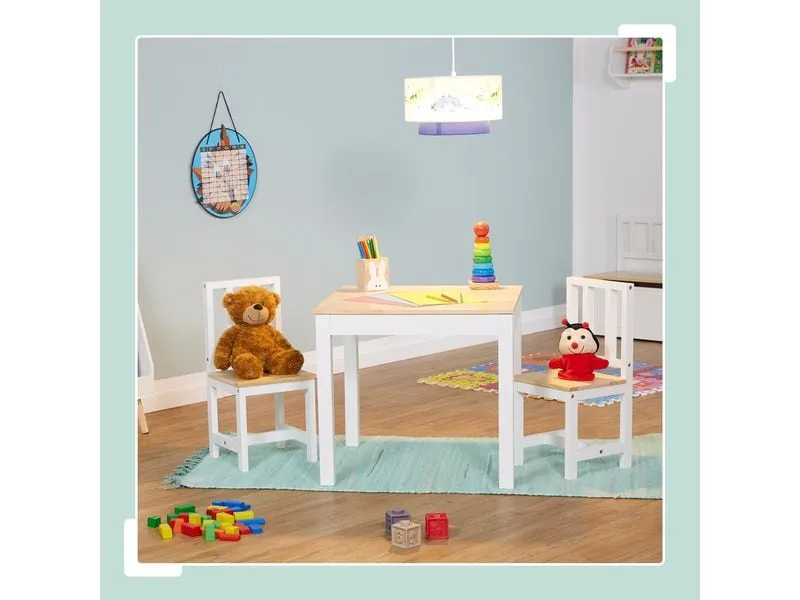 relaxdays Kindersitzgruppe 3-teilig Hellbraun; Weiss