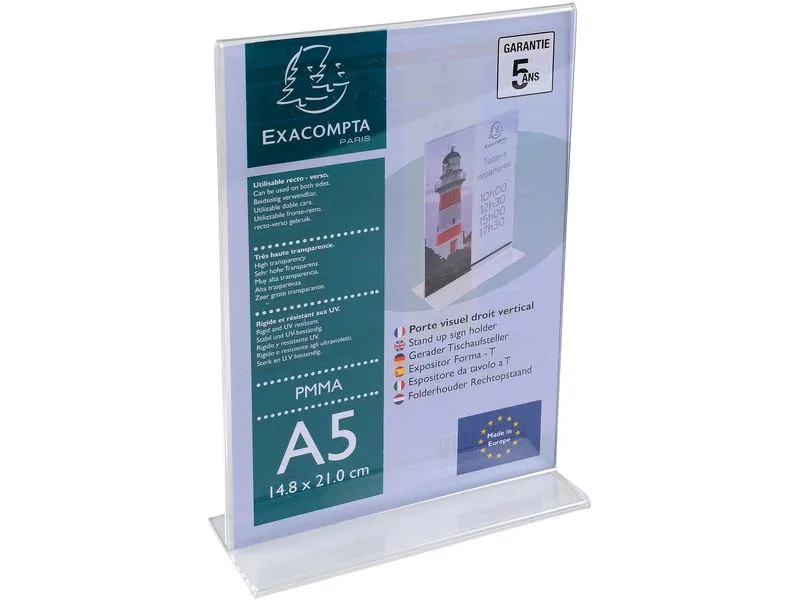 Exacompta Tischaufsteller A5 T-Form Hochformat – Kristall A5 Exacompta Tischaufsteller A5 T-Form Hochformat – Kristall A5