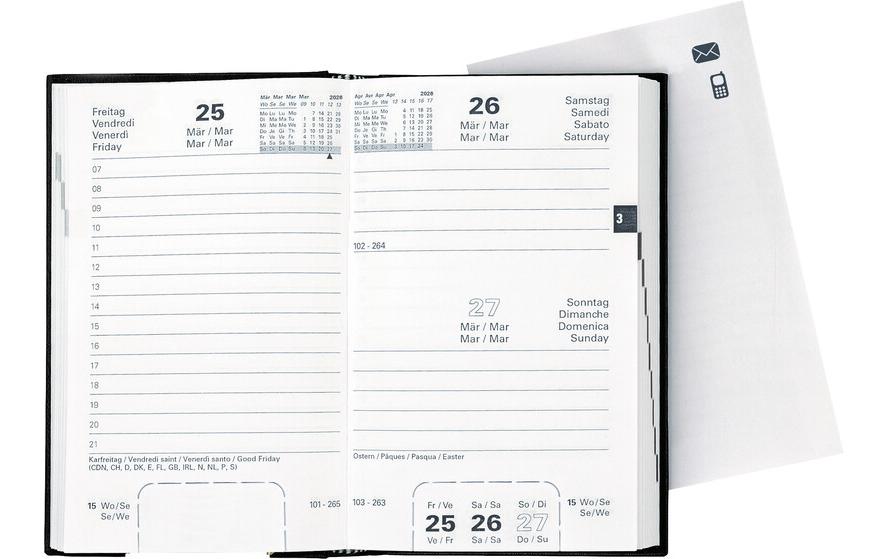 Biella Geschäftsagenda Disponent Schwarz, 10.1 x 16 cm