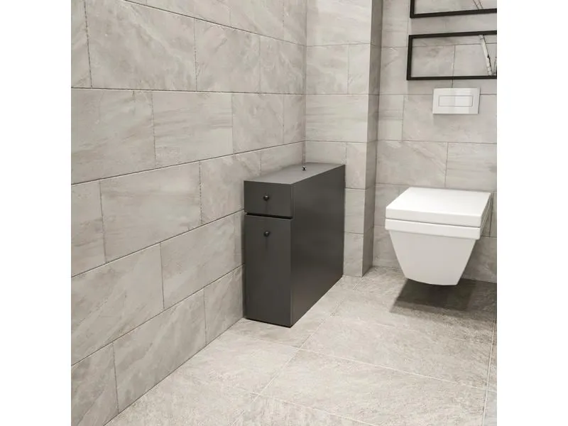 Woody Fashion Badezimmerregal Calencia 19 x 55 x 60 cm, Anthrazit