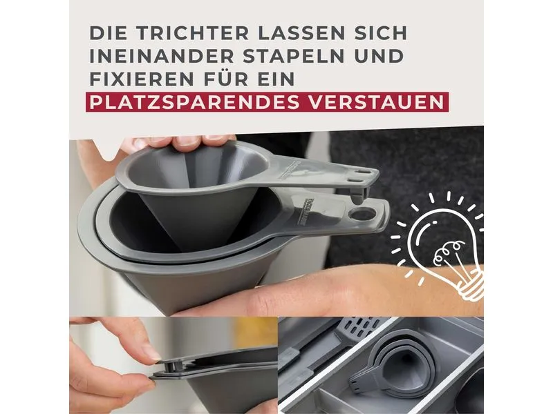 Fackelmann Trichter-Set, Dunkelgrau, 3-tlg.