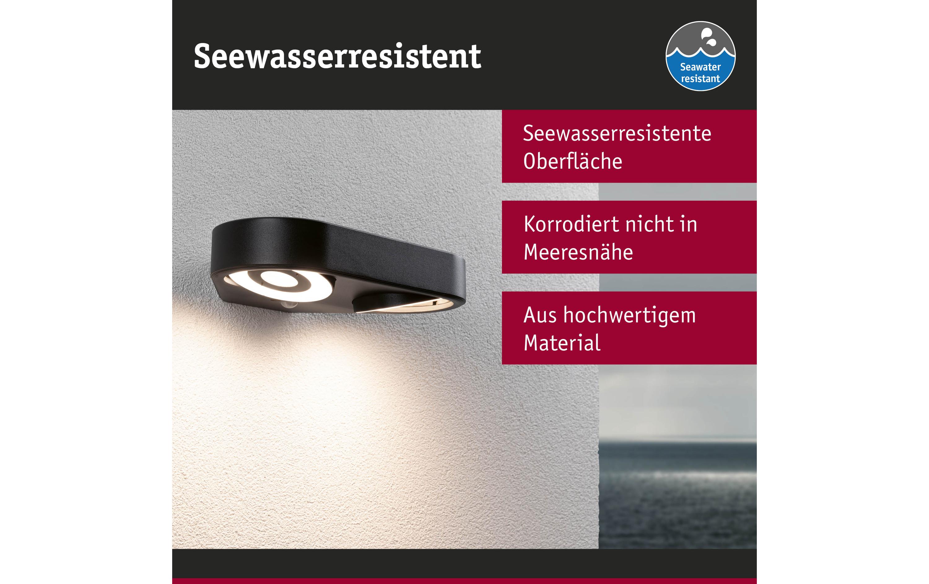 Paulmann LED Aussenwandleuchte Silma Bewegungsmelder Anthrazit