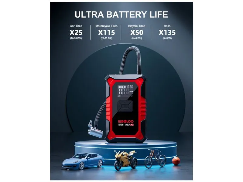 Gooloo A3 Jump-Starter/Kompressor 12 V, 3000A
