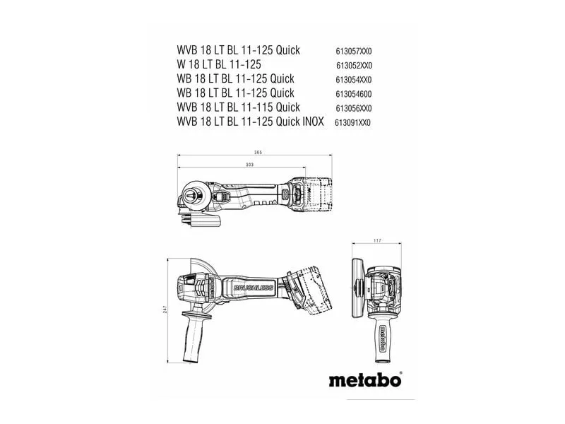 Metabo Winkelschleifer WB18 lTBL11-125 Quick, Ø 125 mm, 18 V, Kit Metabo Winkelschleifer WB18 lTBL11-125 Quick, Ø 125 mm, 18 V, Kit