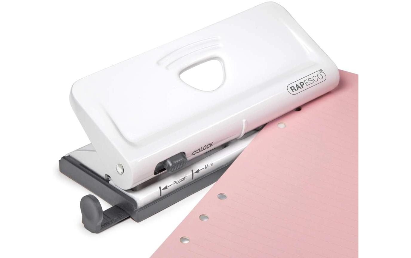 Rapesco Verstellbarer 6-fach Terminplanerlocher 10 Blatt, Weiss