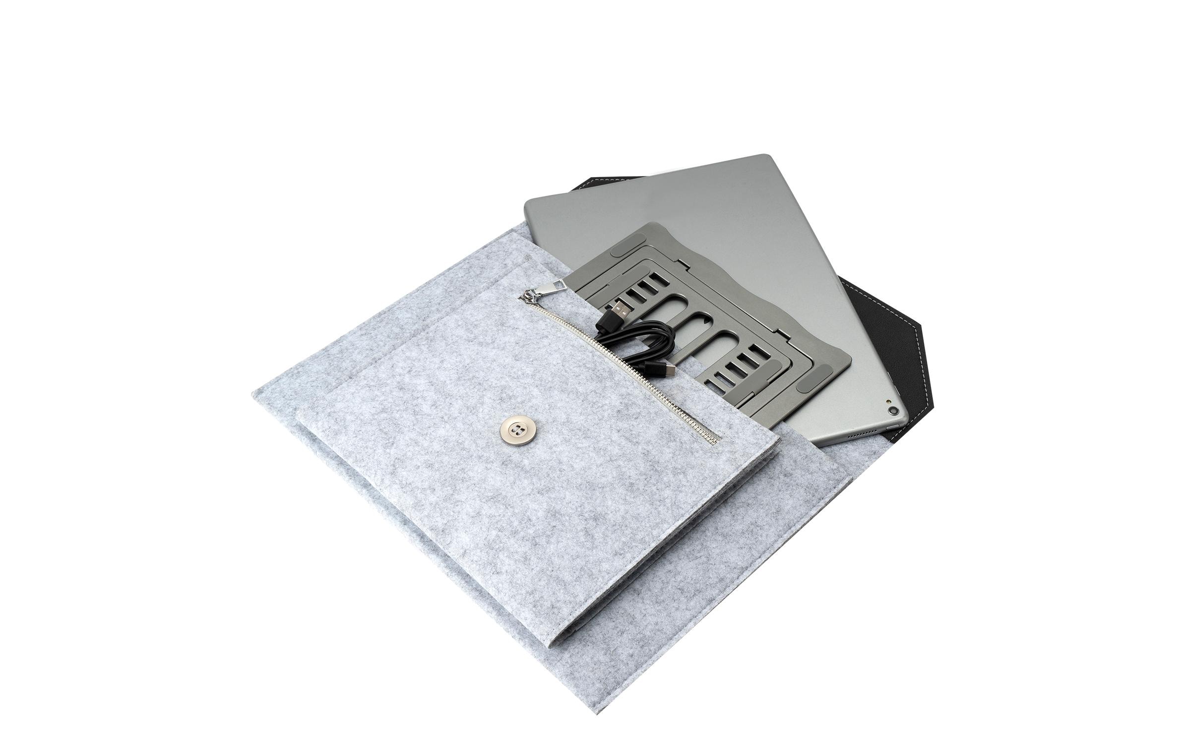 4smarts Notebook-Sleeve Felty+ FoldStand ErgoFix 13 Grau/Silber
