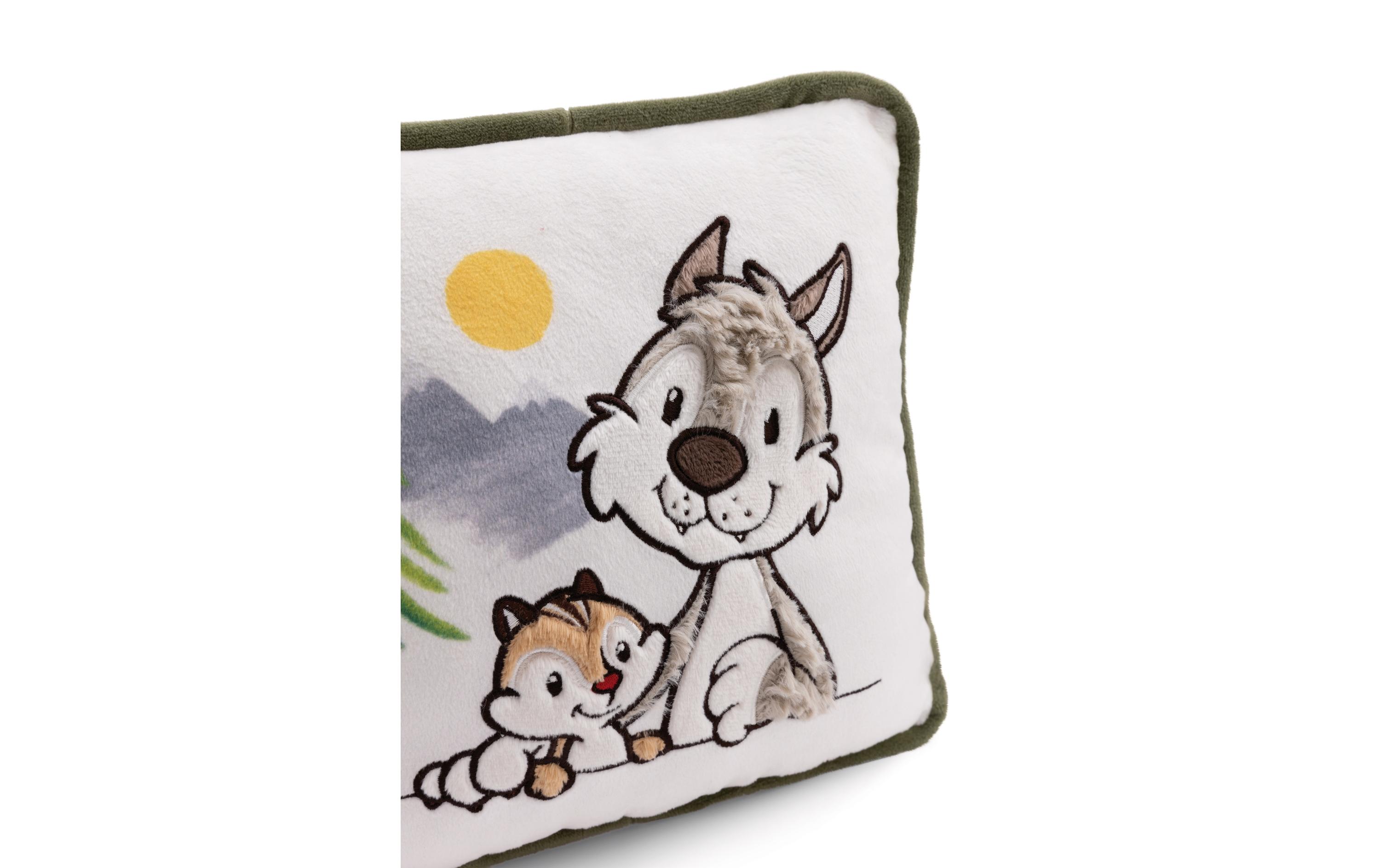 Nici Green Kissen Wolf Winny und Streifenhörnchen Jojo quadratisch