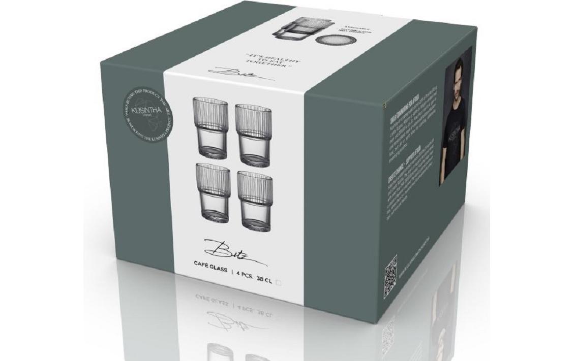 Bitz Latte Macchiato Becher Kusintha 380 ml, 4 Stück, Transparent