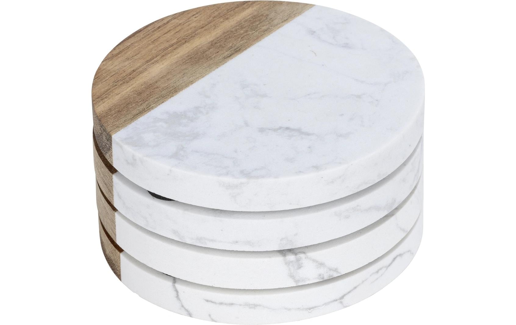 Wenko Glasuntersetzer Marnie 10 x 10 cm, 4 Stück, Braun/Weiss