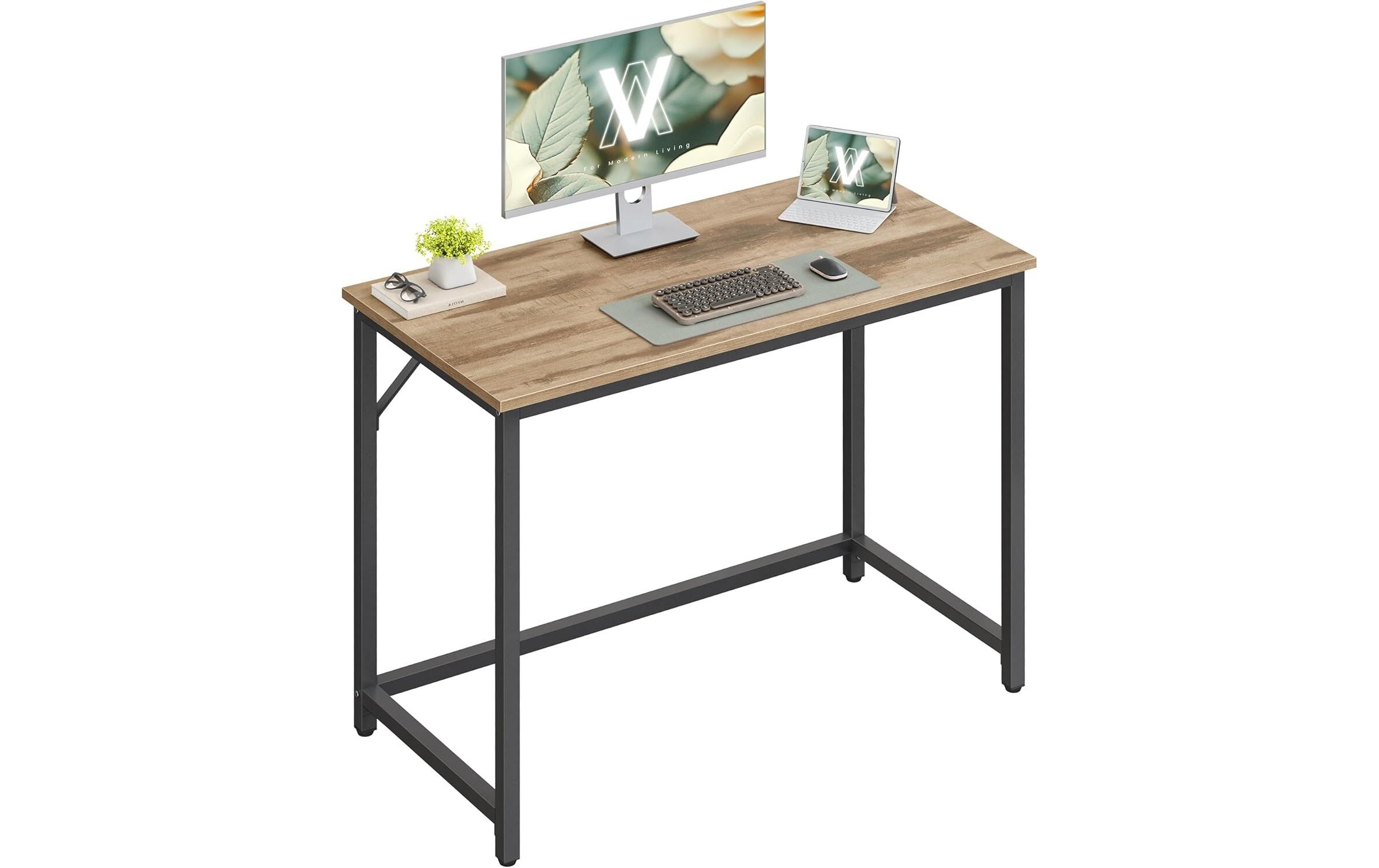 VASAGLE Tisch 100 x 50 x 76 cm Camelbraun/Schwarz