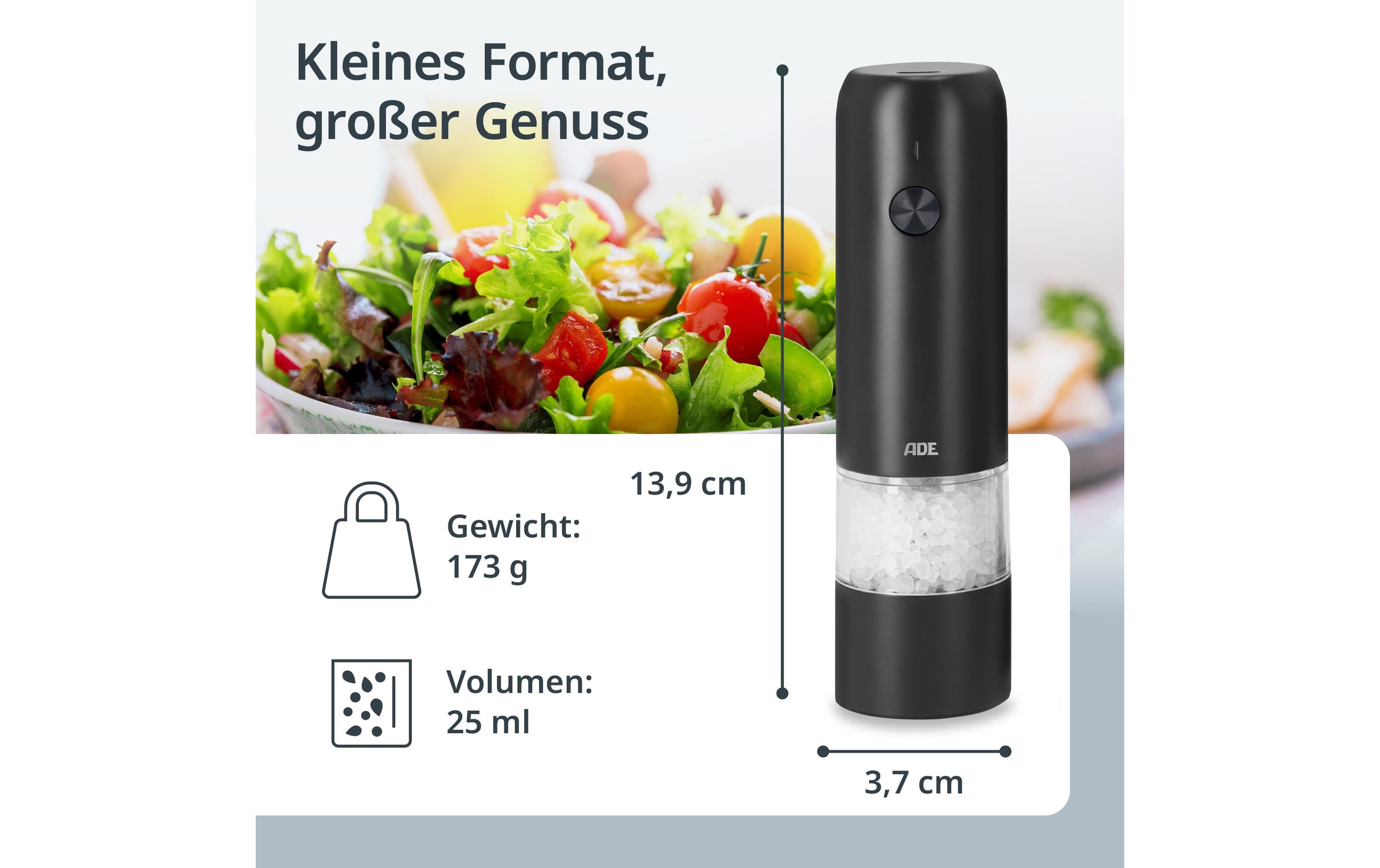 ADE Salz- und Pfeffermühle 13.9 cm, Anthrazit