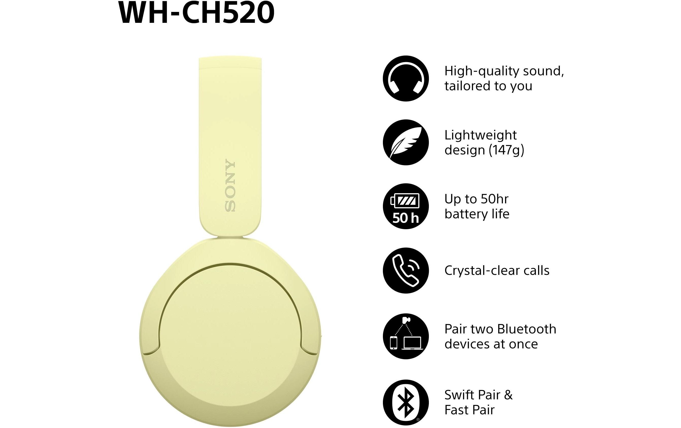 Sony Wireless On-Ear-Kopfhörer WH-CH520 Gelb