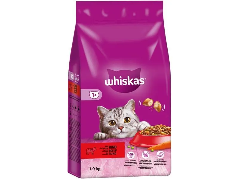 Whiskas Trockenfutter Rind Auswahl 1+, 1.9 kg Whiskas Trockenfutter Rind Auswahl 1+, 1.9 kg