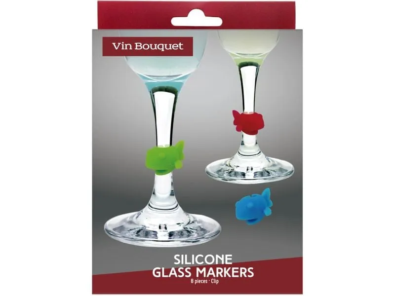 Vin Bouquet Glasmarkierer Fische 8 Stück, Mehrfarbig