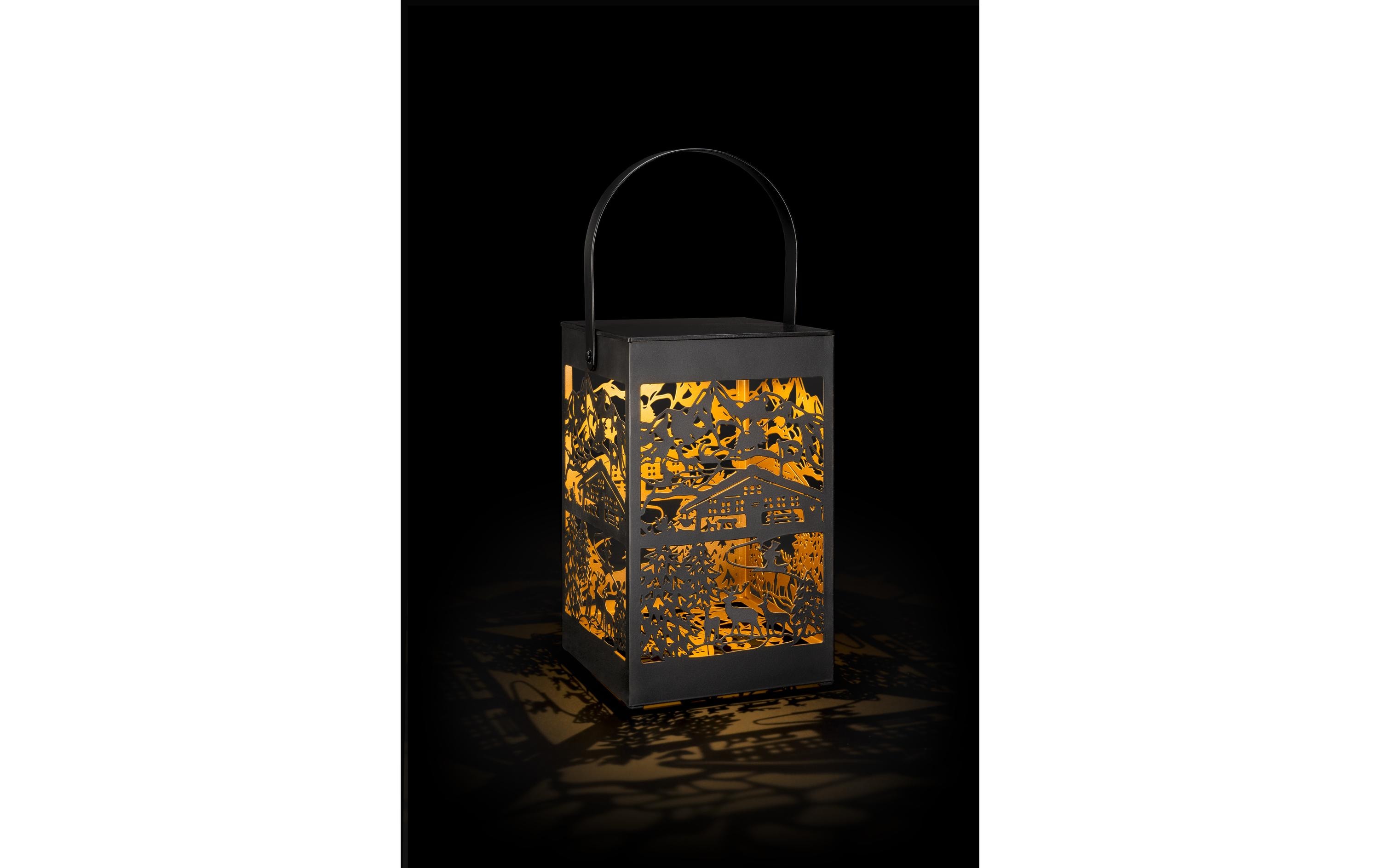 STT Laterne Swiss Alps Recharge USB, 24.5 cm, Schwarz/Gold