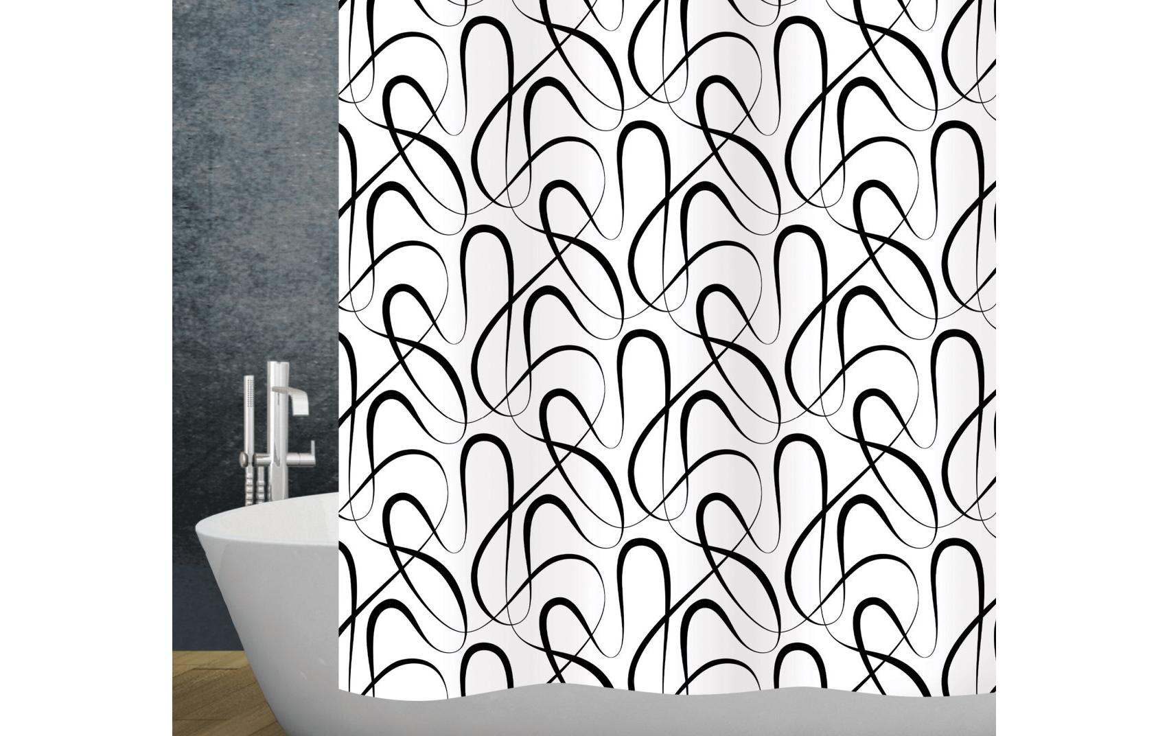 diaqua® Duschvorhang Swing 120 x 200 cm, Schwarz/Weiss