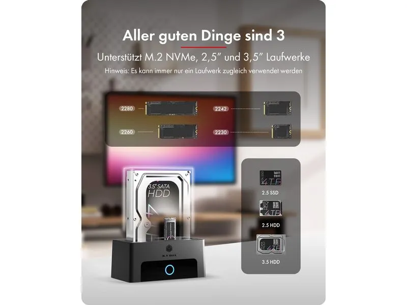 ICY BOX Dockingsstation Spade Dock 1123 für 2.5/3.5'', M.2 HDD/SSD