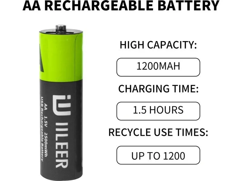 IILEER IILEER AA Lithium Akkus 1200 mAh 4 Stück IILEER IILEER AA Lithium Akkus 1200 mAh 4 Stück