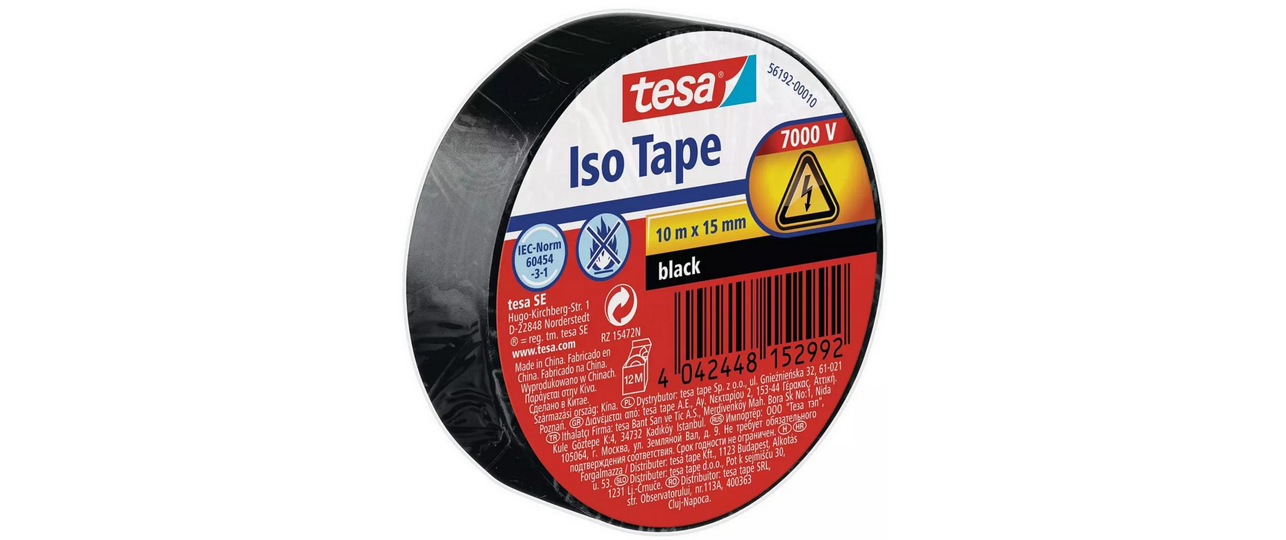 tesa Isolierband -Set Iso Tape, 15 mm x 10 m, 5 Rollen, Schwarz
