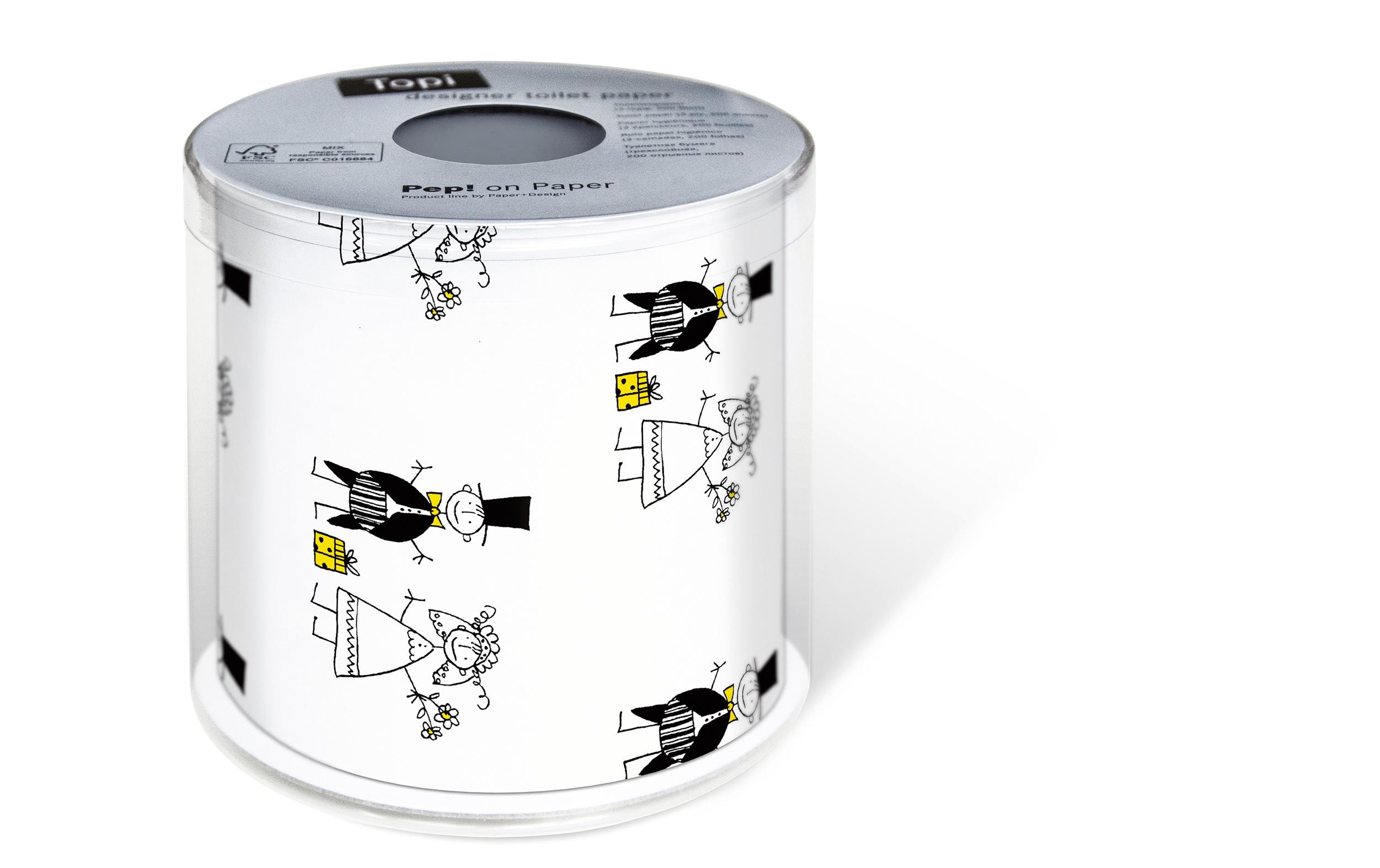 Paper + Design Toilettenpapier Married Rollen, 3-lagig, Schwarz/Weiss