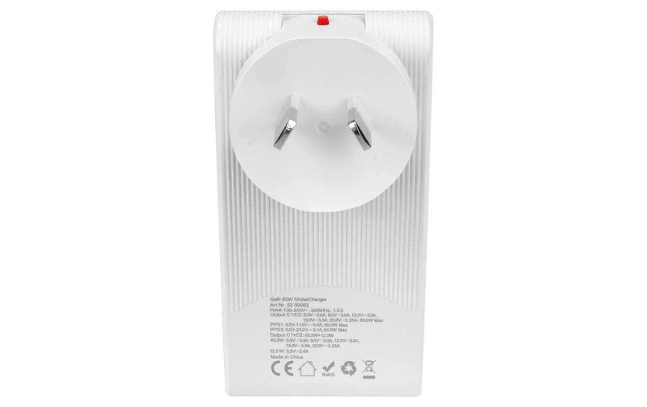 STEFFEN Reiseadapter World PD65W 2 x USB-C, Weiss