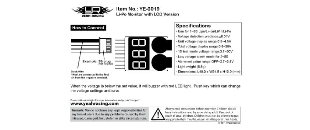 Yeah Racing Akkutester LiPo 1-8S Yeah Racing Akkutester LiPo 1-8S