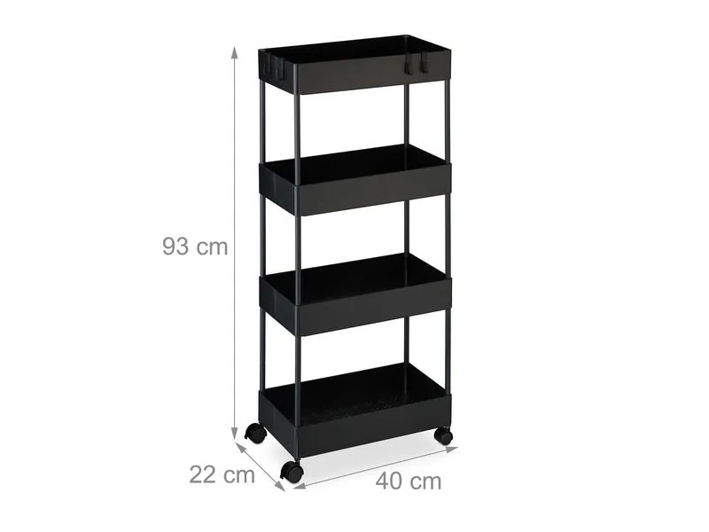relaxdays Küchenwagen 40 x 93 x 22 cm, Schwarz relaxdays Küchenwagen 40 x 93 x 22 cm, Schwarz