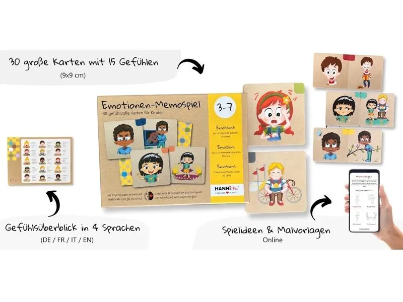 Hanniline Emotionen-Memo-Spiel für Kinder 3 - 7 Jahren