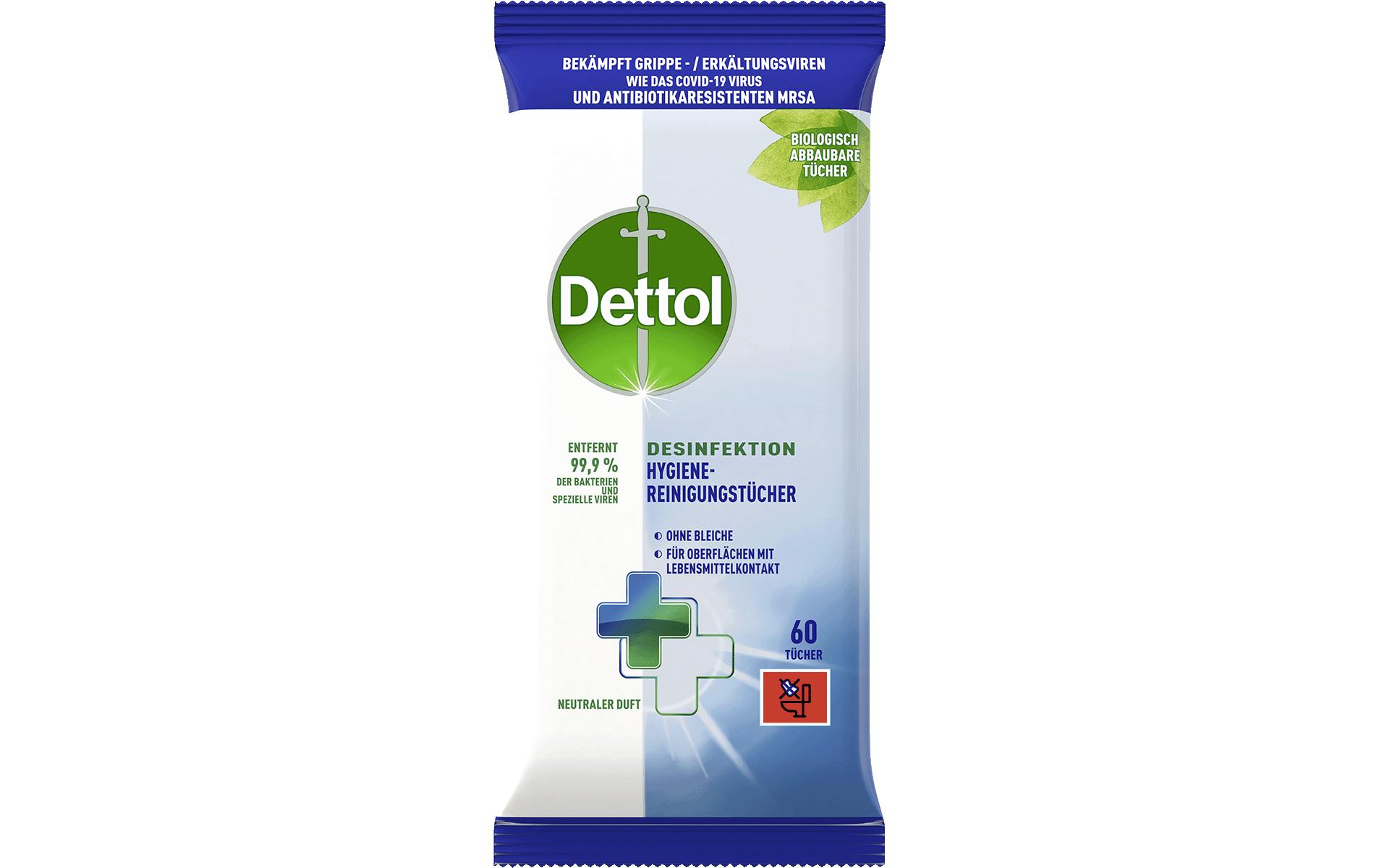 Dettol Desinfektion Hygiene-Reinigungstücher 60 Stück