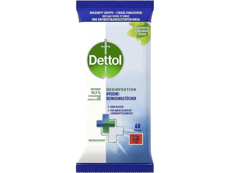 Dettol Desinfektion Hygiene-Reinigungstücher 60 Stück Dettol Desinfektion Hygiene-Reinigungstücher 60 Stück