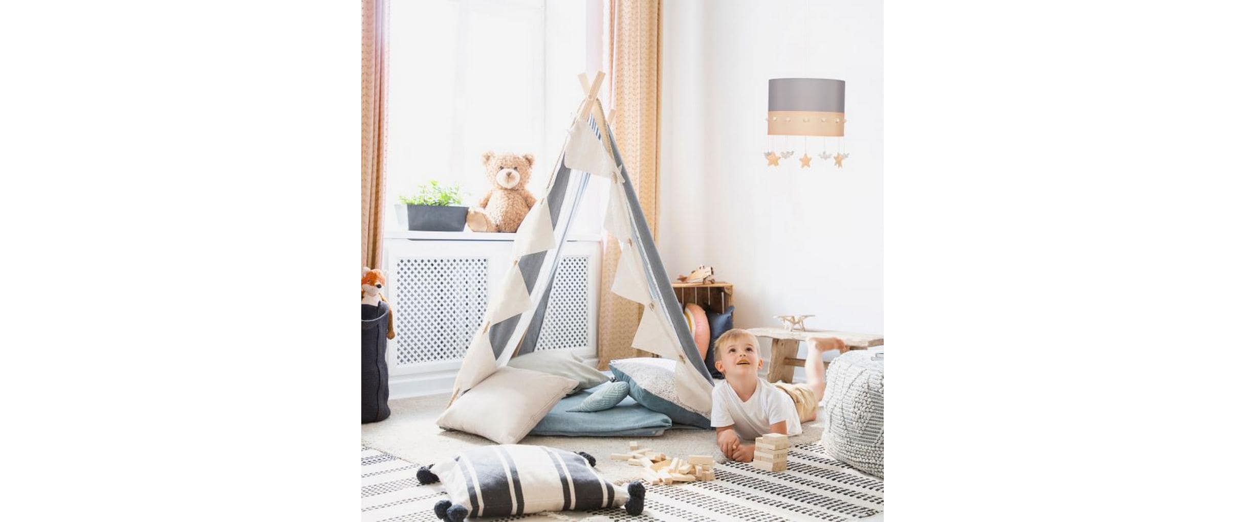 relaxdays Hängelampe Himmel Grau/Rosa/Weiss