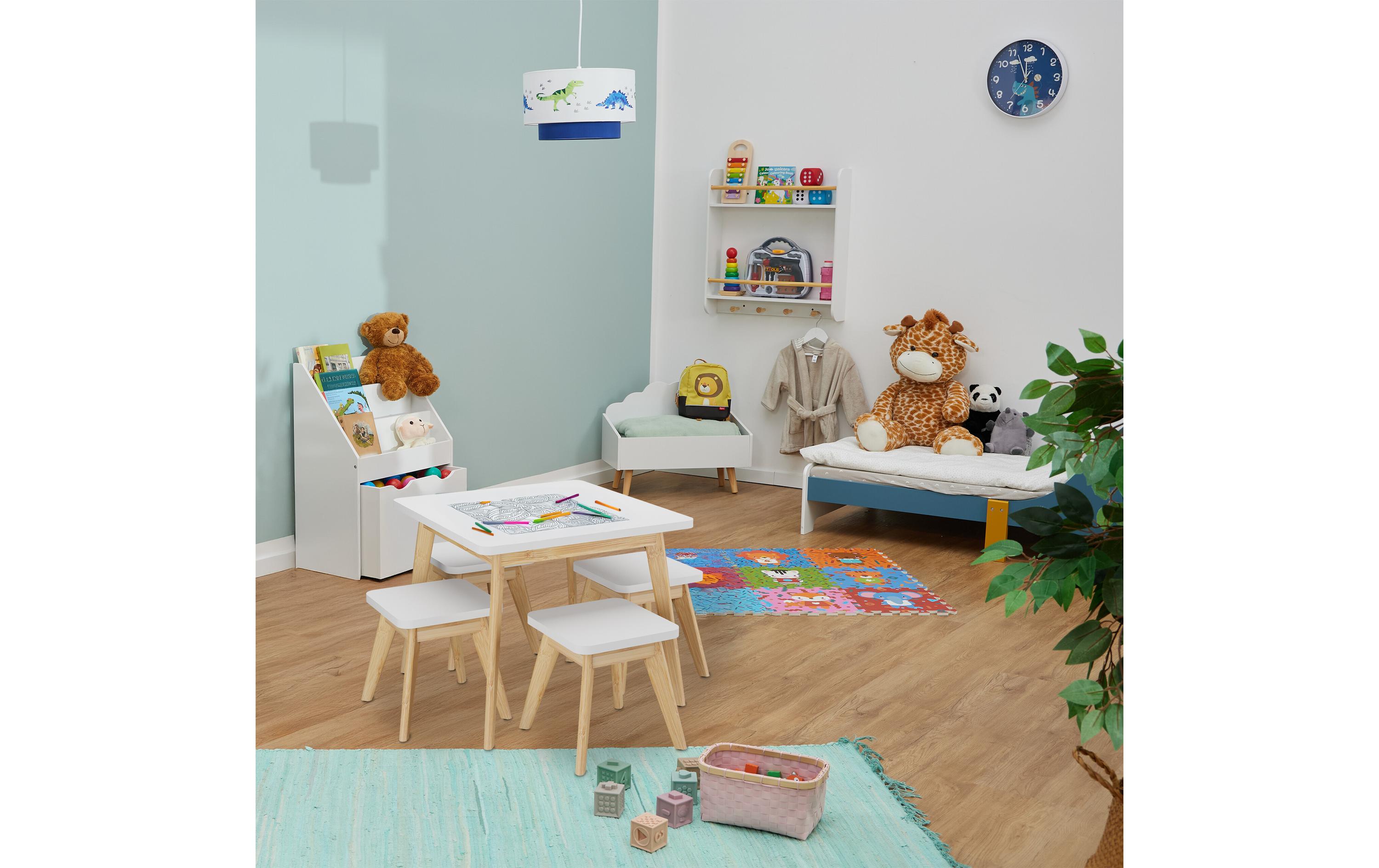 relaxdays Kindersitzgruppe MDF / Bambus, 5-teilig