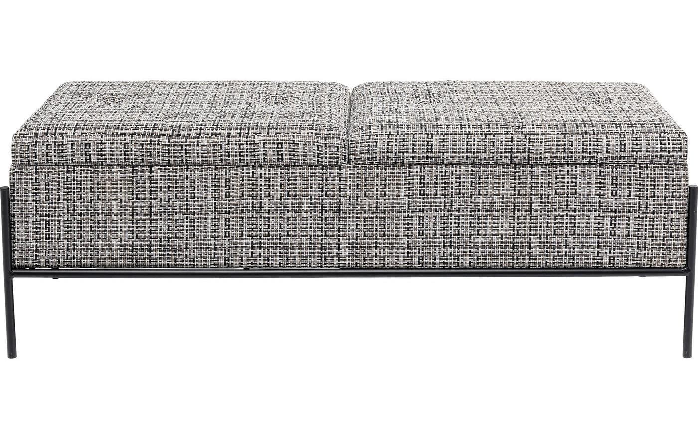 Kare Sitztruhe Buttons Storage B&W Gross, 120 cm, Grau