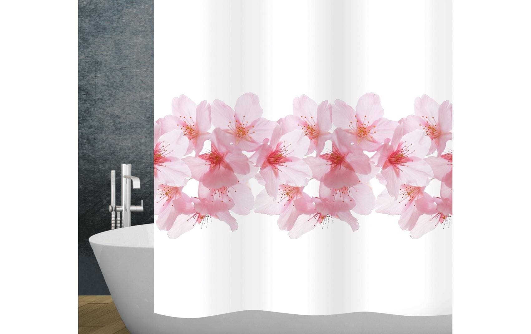 diaqua® Duschvorhang Sakura 180 x 200 cm, Rosa/Weiss