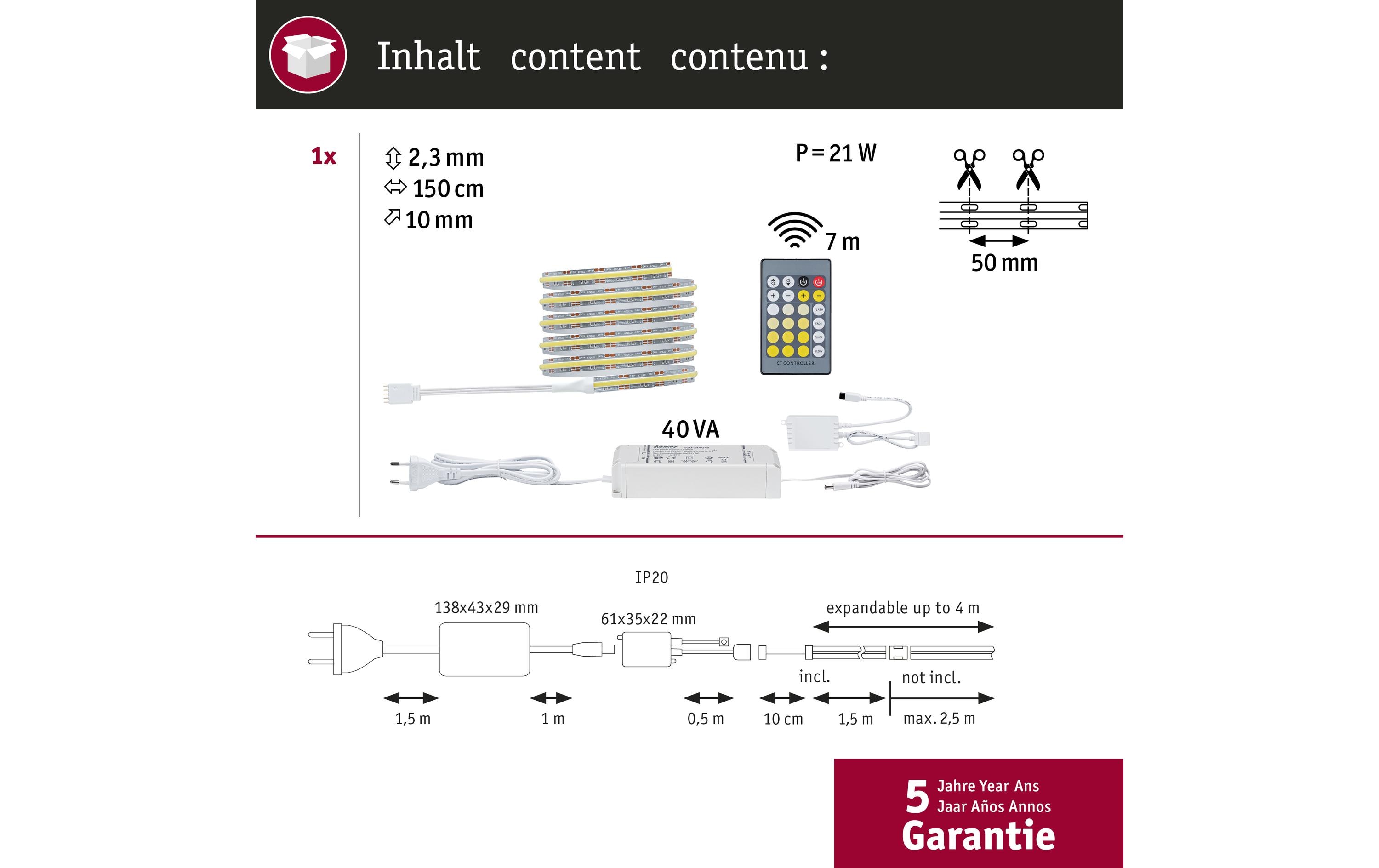 Paulmann MaxLED 1000 LED Strip Full-Line COB Basisset