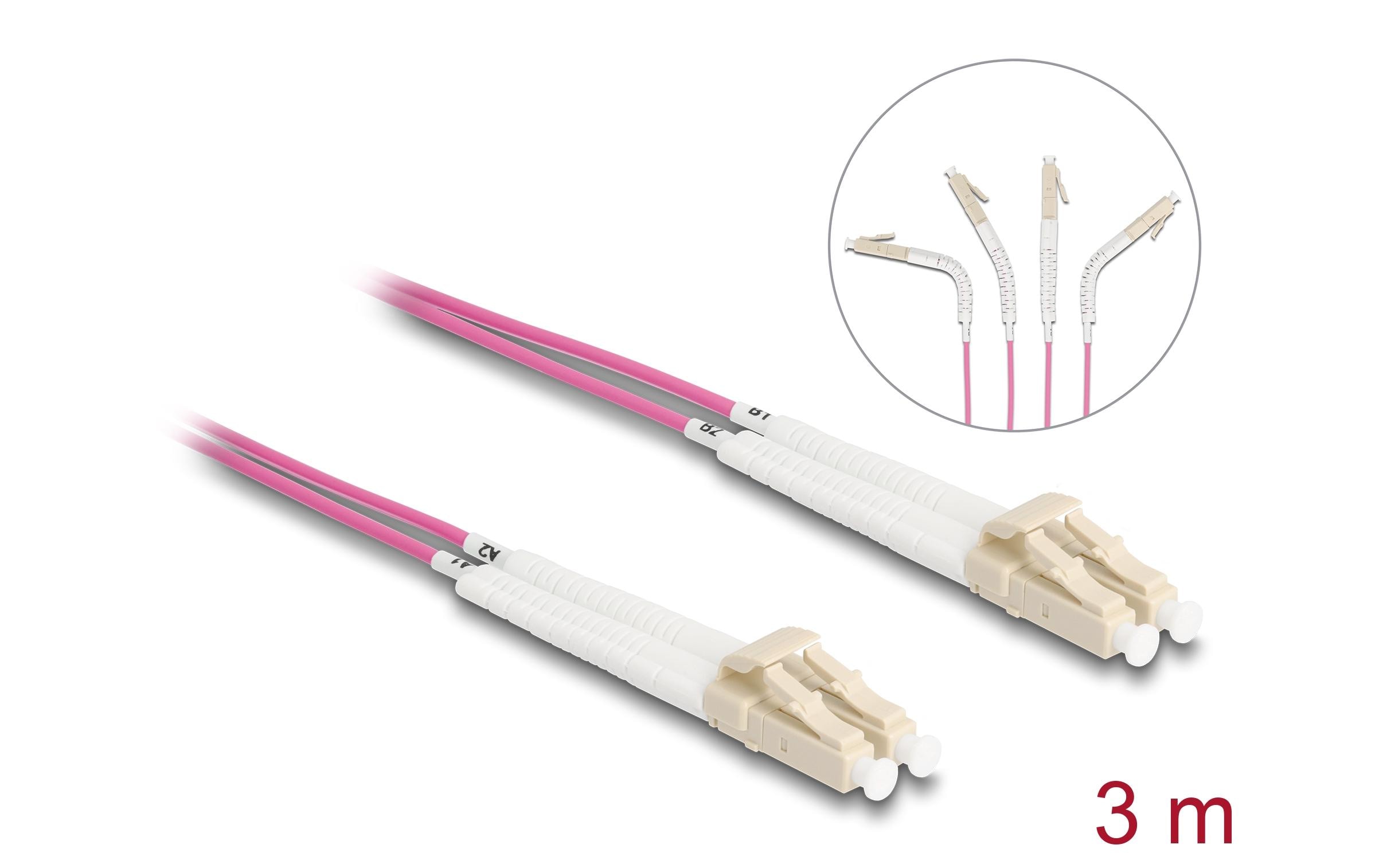 Delock LWL-Patchkabel Multimode LC – LC, OM4, Duplex, 3 m