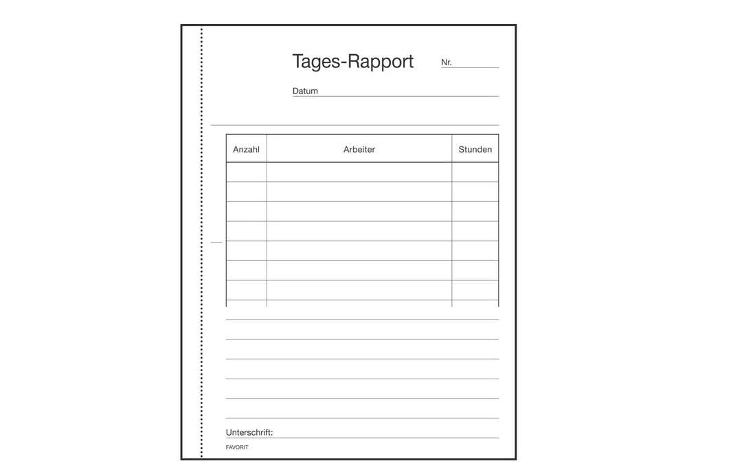 Favorit Durchschreibeblock 111 x 144 mm Tages-Rapporte Favorit Durchschreibeblock 111 x 144 mm Tages-Rapporte