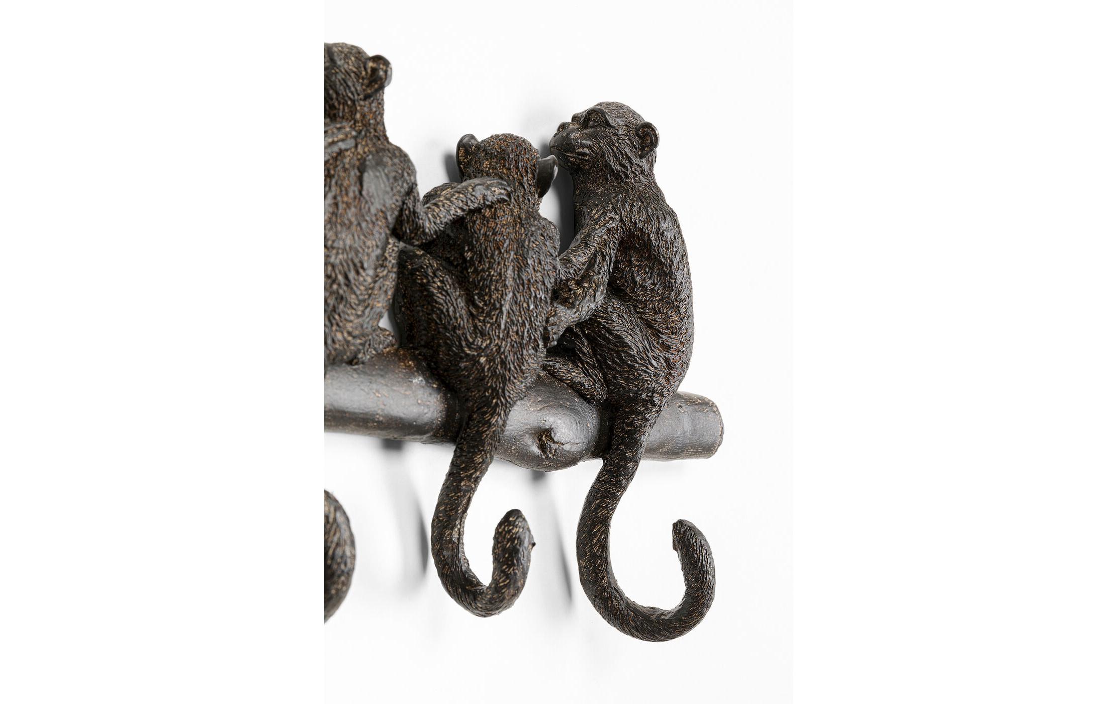Kare Wandgarderobe Monkey Family 38 cm x 21 cm, Schwarz